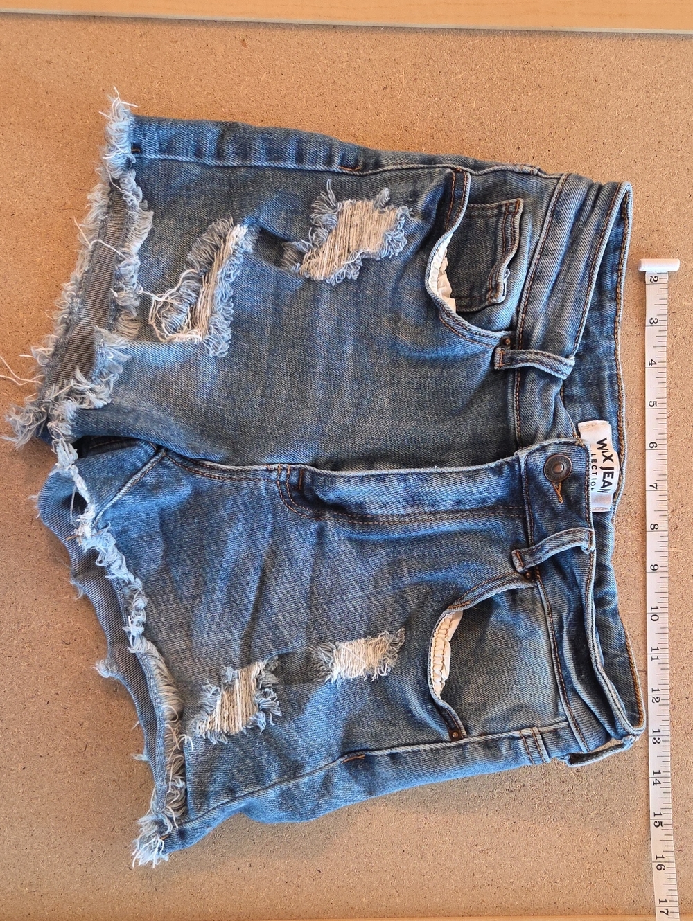 Wax Jean Distressed Blue Cutoff Denim Shorts